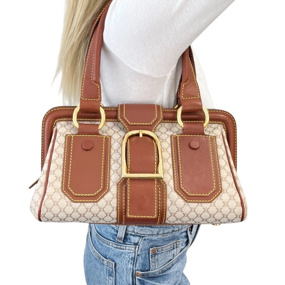 CELINE Vintage Macadam Canvas & Leather Satchel Doctor Bag, Stunning Condition - Picture 2 of 14